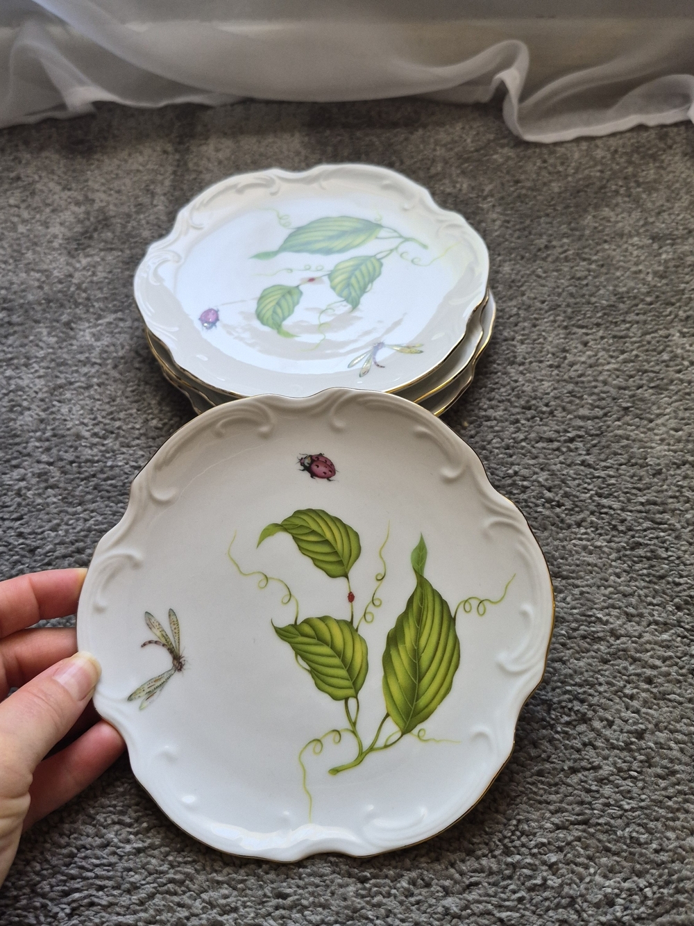 E Godinger & Co. Porcelain Dessert Plate Gold Trim